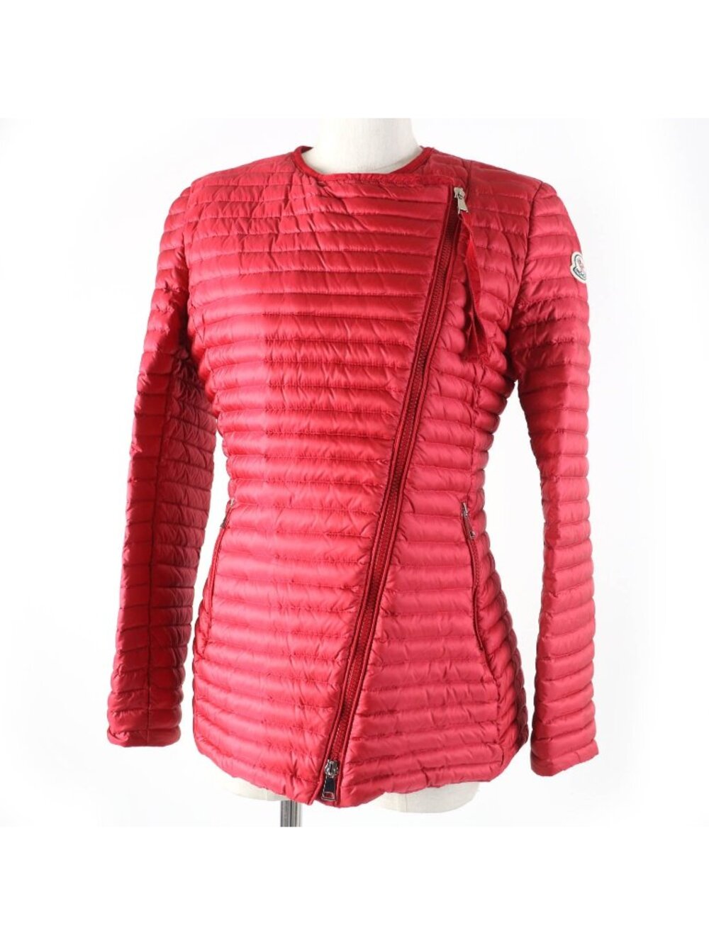 Moncler Axinite Logo with Patch Zip UP Light Down Jacket Red